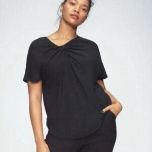 Universal Standard Mackaya Luxe Twill Knot Top - Black
